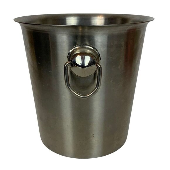 Stainless Steel Wine Champagne Chiller Ice Bucket Side Handles Durable Sleek - Picture 4 of 7